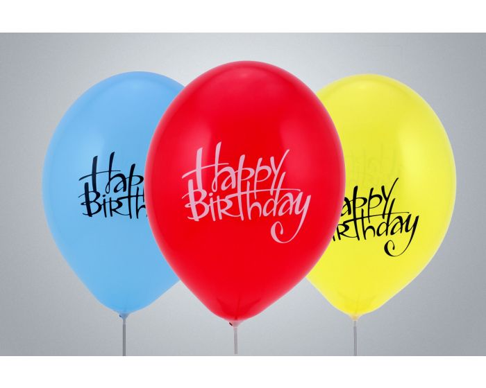 Palloncini con motivo Happy Birthday 35 cm vari colori