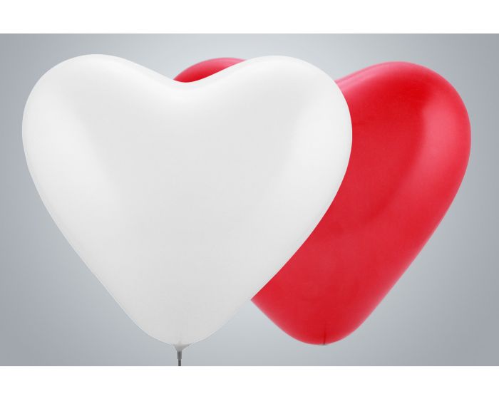 Palloncini a forma di cuore grandi 50 cm rossi e bianchi