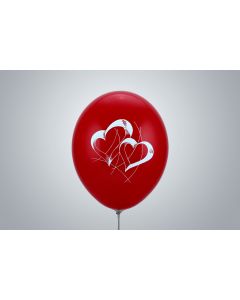 Motivballone "Doppelherz" 35cm rot nicht gefüllt