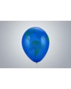 Motivballone "Globus" 35cm Premium blau nicht gefüllt