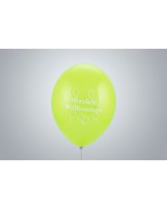 Motivballone "Herzlich Willkommen" 35cm apfelgrün nicht gefüllt
