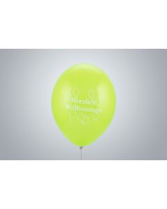 Palloncini con motivo "Benvenuti di cuore" 35 cm verde mela