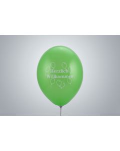 Motivballone "Herzlich Willkommen" 35cm limettengrün nicht gefüllt