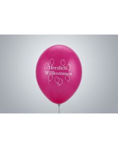 Motivballone "Herzlich Willkommen" 35cm magenta nicht gefüllt