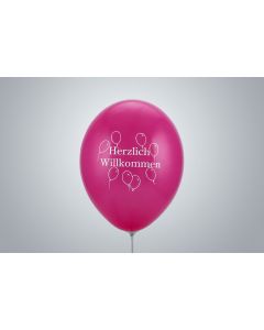 Palloncini con motivo "Benvenuti di cuore" 35 cm magenta