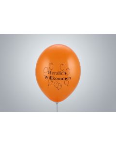 Motivballone "Herzlich Willkommen" 35cm orange nicht gefüllt
