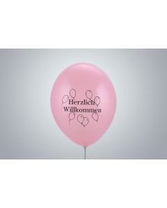 Motivballone "Herzlich Willkommen" 35cm babyrosa nicht gefüllt