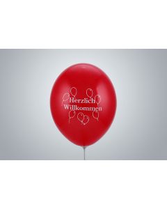 Motivballone "Herzlich Willkommen" 35cm rot nicht gefüllt