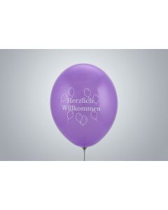 Motivballone "Herzlich Willkommen" 35cm lavendel nicht gefüllt