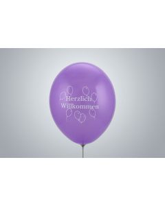 Palloncini con motivo "Benvenuti di cuore" 35 cm viola