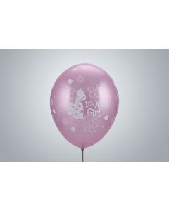 Motivballone "It's a girl" 35cm Premium rosa nicht gefüllt