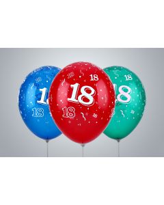 Ballons d’anniversaire avec nombre « 18 » 35 cm multicolores assortis