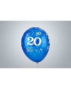 Ballons d’anniversaire avec nombre « 20 » 35 cm bleu