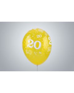 Ballons d’anniversaire avec nombre « 20 » 35 cm jaune