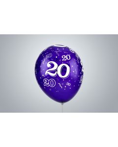 Ballon géant d'anniversaire avec nombre « 20 » 65 cm violet