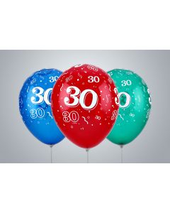 Ballons d’anniversaire avec nombre « 30 » 35 cm multicolores assortis