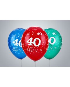 Ballons d’anniversaire avec nombre « 40 » 35 cm multicolores assortis