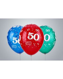 Ballons d’anniversaire avec nombre « 50 » 35 cm multicolores assortis