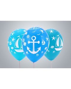 Motivballone "Maritim" 35cm Premium bunt nicht gefüllt