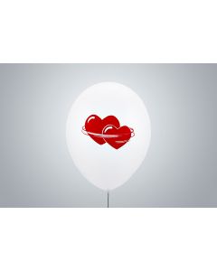 Ballons à motif « Double cœur avec ellipse » 35 cm blanc