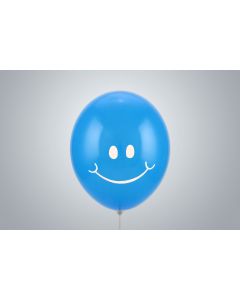 Motivballone "Smiley" 35cm blau nicht gefüllt