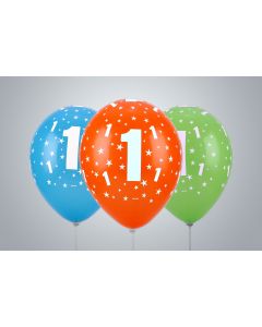 Ziffernballone "1" 35cm Premium bunt nicht gefüllt