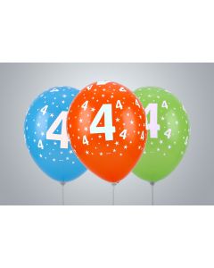 Ziffernballone "4" 35cm Premium bunt nicht gefüllt