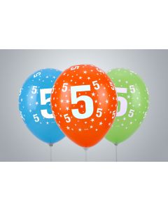 Ballons avec chiffre « 5 » 35 cm multicolores assortis