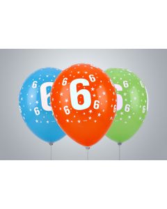 Ballons avec chiffre « 6 » 35 cm multicolores assortis