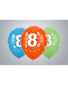 Ziffernballone "8" 35cm Premium bunt nicht gefüllt