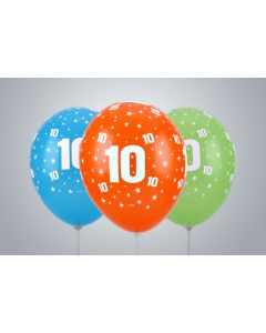 Palloncini con numero "10" 35 cm a colori assortiti