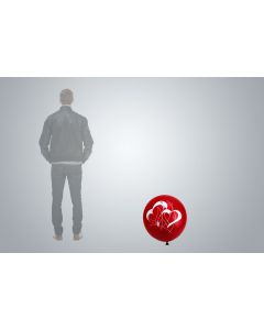 Ballon géant à motif « Double cœur » 55 cm rouge
