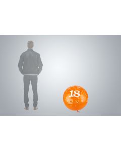 Ballon géant d’anniversaire avec nombre « 18 » 65 cm orange