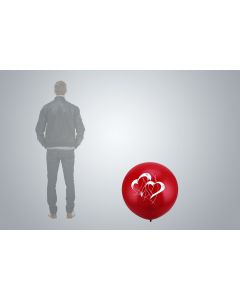 Ballon géant à motif « Double cœur » 75cm rouge