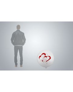 Ballon géant à motif « Double cœur » 75cm blanc