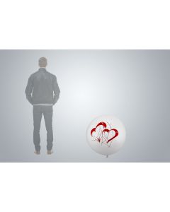 Pallone gigante con motivo "Due cuori" 75cm bianco