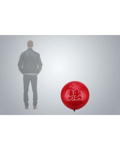 Ballon géant à motif « Couple d’éléphants » 75cm rouge