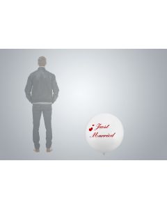 Motiv-Riesenballon "Just Married" 75cm weiss