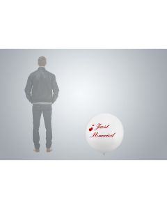 Pallone gigante con motivo "Just Married" 75cm bianco