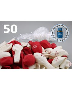 Kit palloncini Just Married da 35 cm rossi e bianchi - 50 pezzi