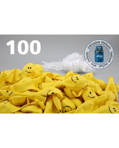 Ballonset Smiley 35cm gelb - 100 Stück nicht gefüllt