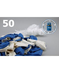 Kit palloncini 35 cm blu e bianchi - 50 pezzi