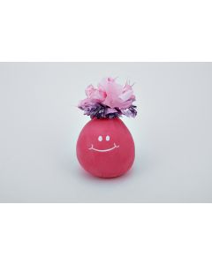 Poids pour ballon « Binette » avec nœud rose bonbon