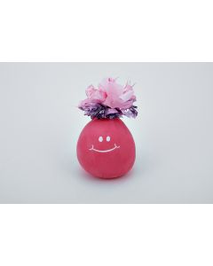 Poids pour ballon « Binette » avec nœud rose bonbon