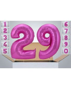 Individuelle Ballonzahl mit zwei Ziffern rosa 80cm