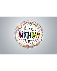 Folienballon "Happy Birthday" farbig gepunktet 46cm