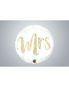  Folienballon "Mrs." weiss gold 46cm