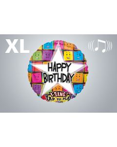 Musikballon "Happy Birthday" smiley 71cm