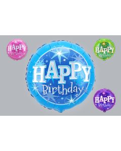Folienballon "Happy Birthday" 46cm Sterne Glitter