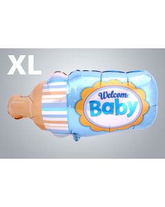Folienballon "Babyflasche Boy" 99cm, individuell beschriftbar
